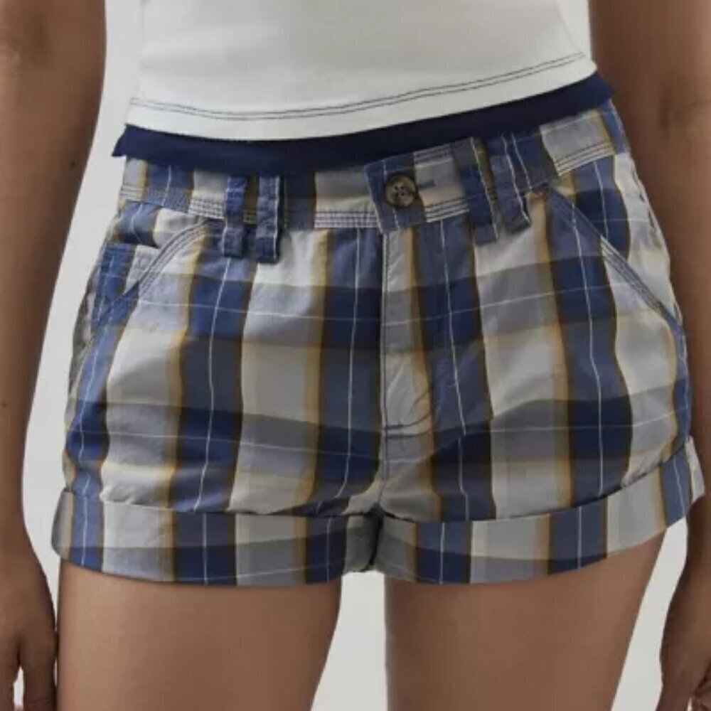 NWT Urban Outfitters BDG Little Plaid Preppy Blue Micro Shorts